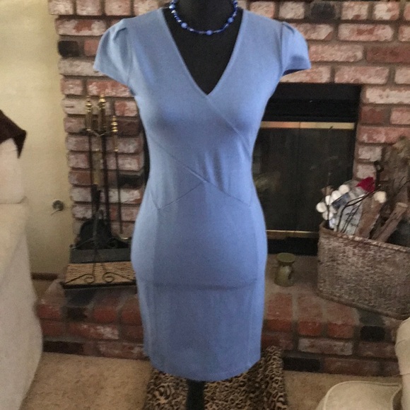 12th ❤️ Blue V-Neck Short Sleeves Dress - Picture 1 of 6